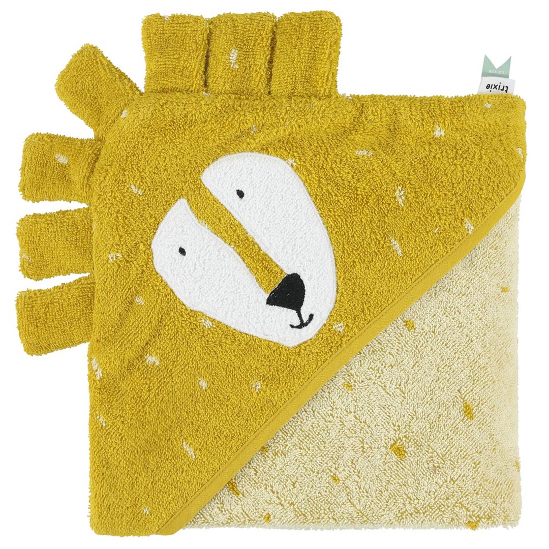 Kapuzenbadetuch Trixie Mr. Lion aus Baumwolle mit aufgesticktem Löwengesicht, 75x75 cm