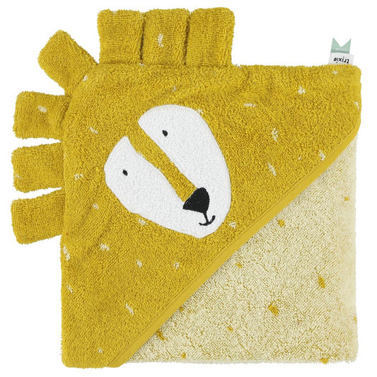 Kapuzenbadetuch Trixie Mr. Lion aus Baumwolle mit aufgesticktem Löwengesicht, 75x75 cm