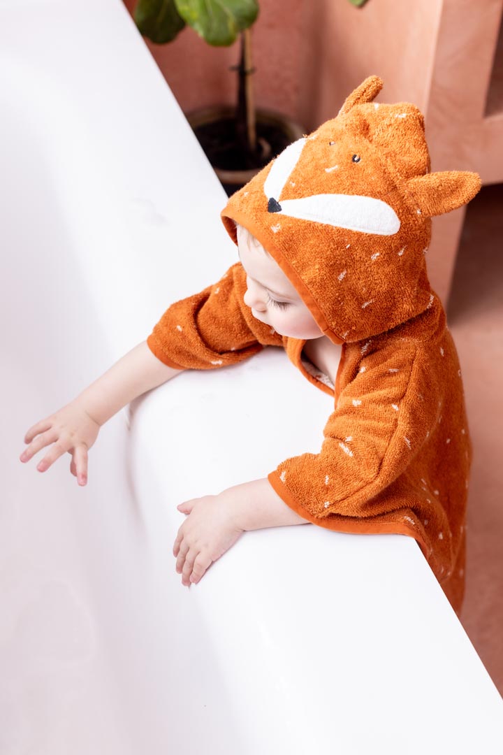 Kapuzenbadetuch Trixie Mr. Fox 75x75 cm mit Fuchsmotiv aus Baumwolle