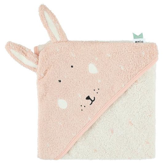Kapuzenbadetuch Mrs. Rabbit von Trixie mit Hasenmotiv in Weiß, 75x75 cm