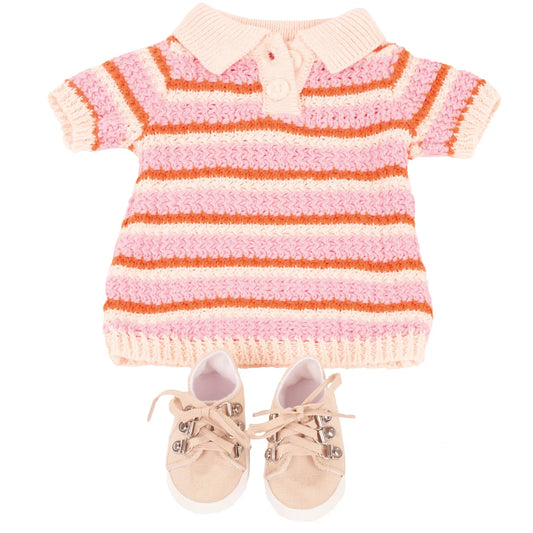 Götz - Kombi Stylish Knit, Kleid und Schuhe Gr. XL  -  Puppenkleidung Gr. XL (45-50cm)