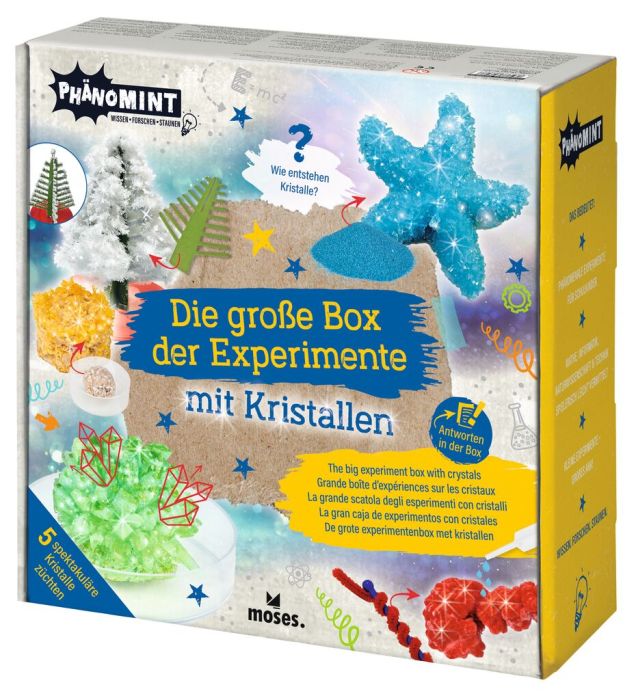 Experimentierset Moses PhänoMINT Kristalle mit Behältern und Anleitung zum Züchten von Kristallen