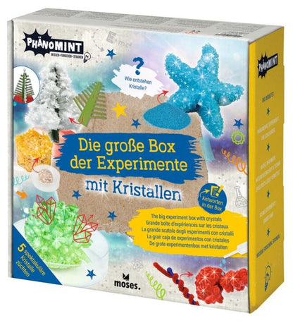 Experimentierset Moses PhänoMINT Kristalle mit Behältern und Anleitung zum Züchten von Kristallen