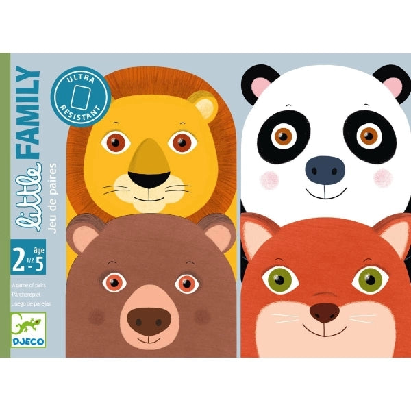 Djeco Little Family Kartenspiel mit bunten Tierfamilien-Illustrationen für Kleinkinder