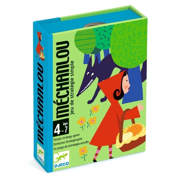 Kartenspiel Méchanlou von Djeco mit illustrierten Tierkarten und bösen Wölfen