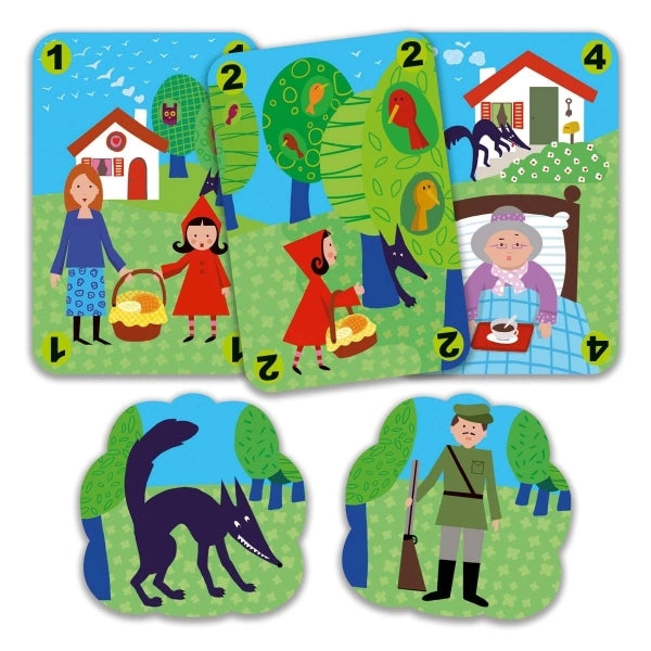 Kartenspiel Méchanlou von Djeco mit illustrierten Tierkarten und bösen Wölfen