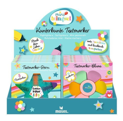Moses - Mini-Bringsel Textmarker Stern oder Blume - verschiedene Designs