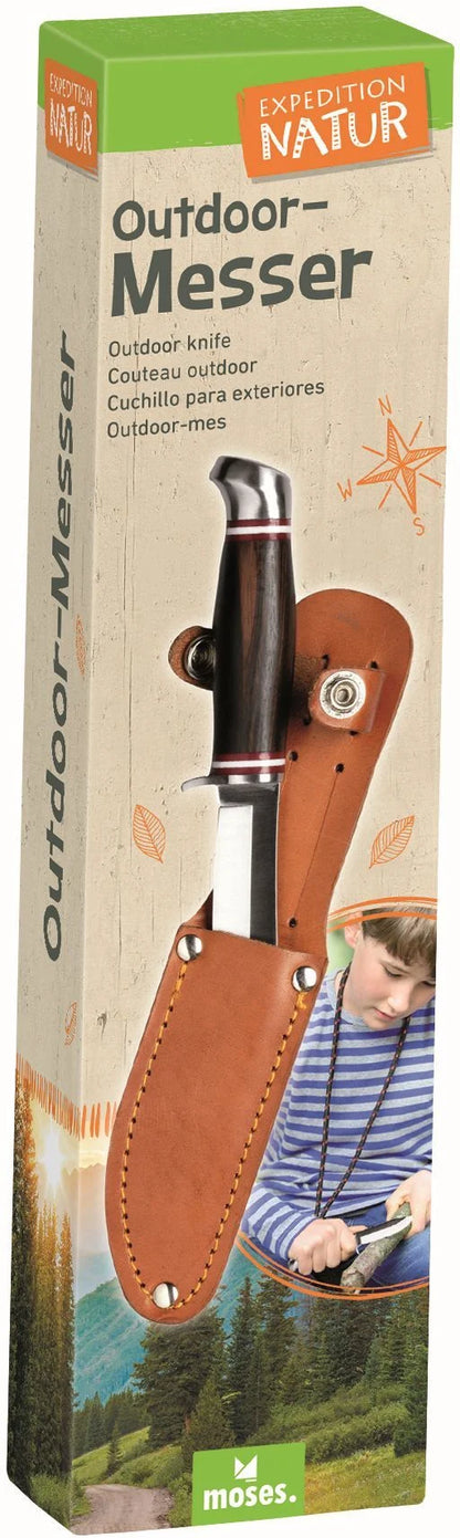 Outdoor-Messer Expedition Natur von Moses mit silberner Klinge und braunem Griff