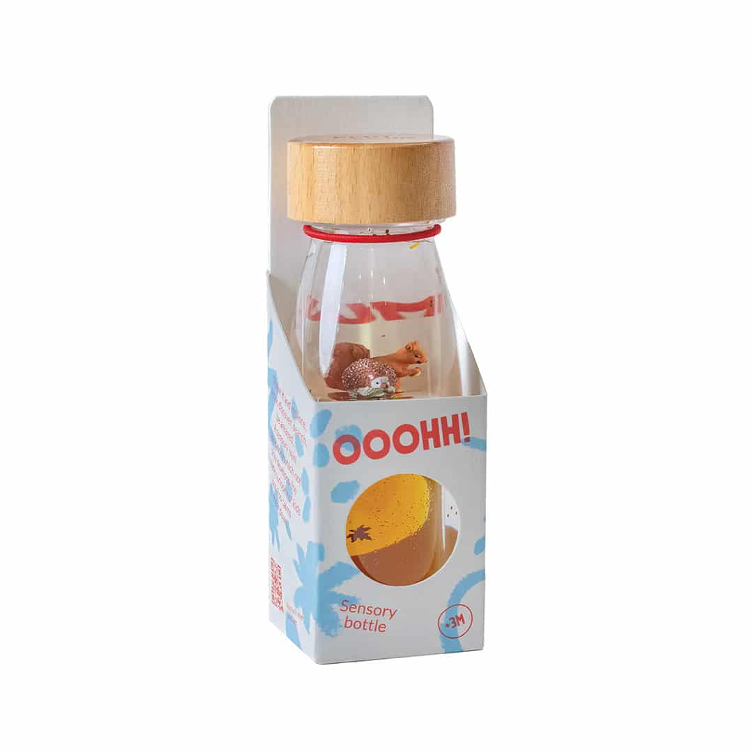 Petit Boum Move Bottle Autumn in grauer Verpackung mit blauem Design und Holzverschluss