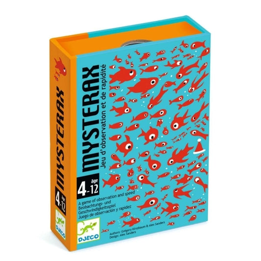 Kartenspiel Mysterax von Djeco mit illustrierten Tierkarten in verschiedenen Farben