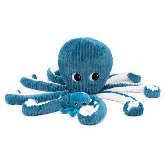 Les Déglingos - Les Ptipotos - Mama und Baby Octopus - blau 45cm