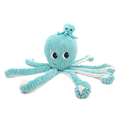 Mama und Baby Oktopus Kuscheltier von Les Déglingos in Türkis, 45cm groß
