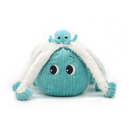 Mama und Baby Oktopus Kuscheltier von Les Déglingos in Türkis, 45cm groß