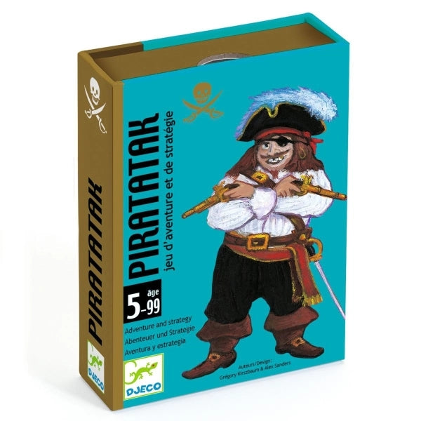 Kartenspiel Piratatak von Djeco mit farbigen Piratenkarten und Schiffsbauteilen