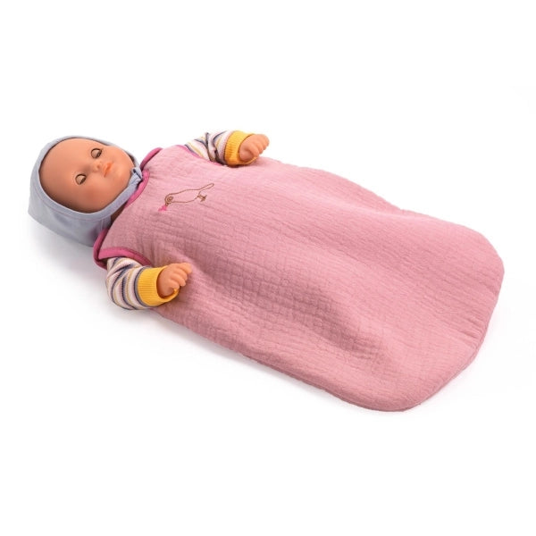 Puppenschlafsack Roseraie von POMEA mit Blumenmuster in Rosatönen für 30-36cm Puppen