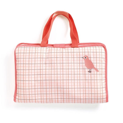 Pompea Puppen Wickeltasche Pink Peak aus Stoff mit Tragegurt für Puppen 30-36 cm