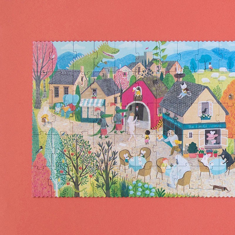 Londji Once Upon a Time Puzzle, zusammengesetztes Märchendorf mit Häusern, Menschen und Tieren