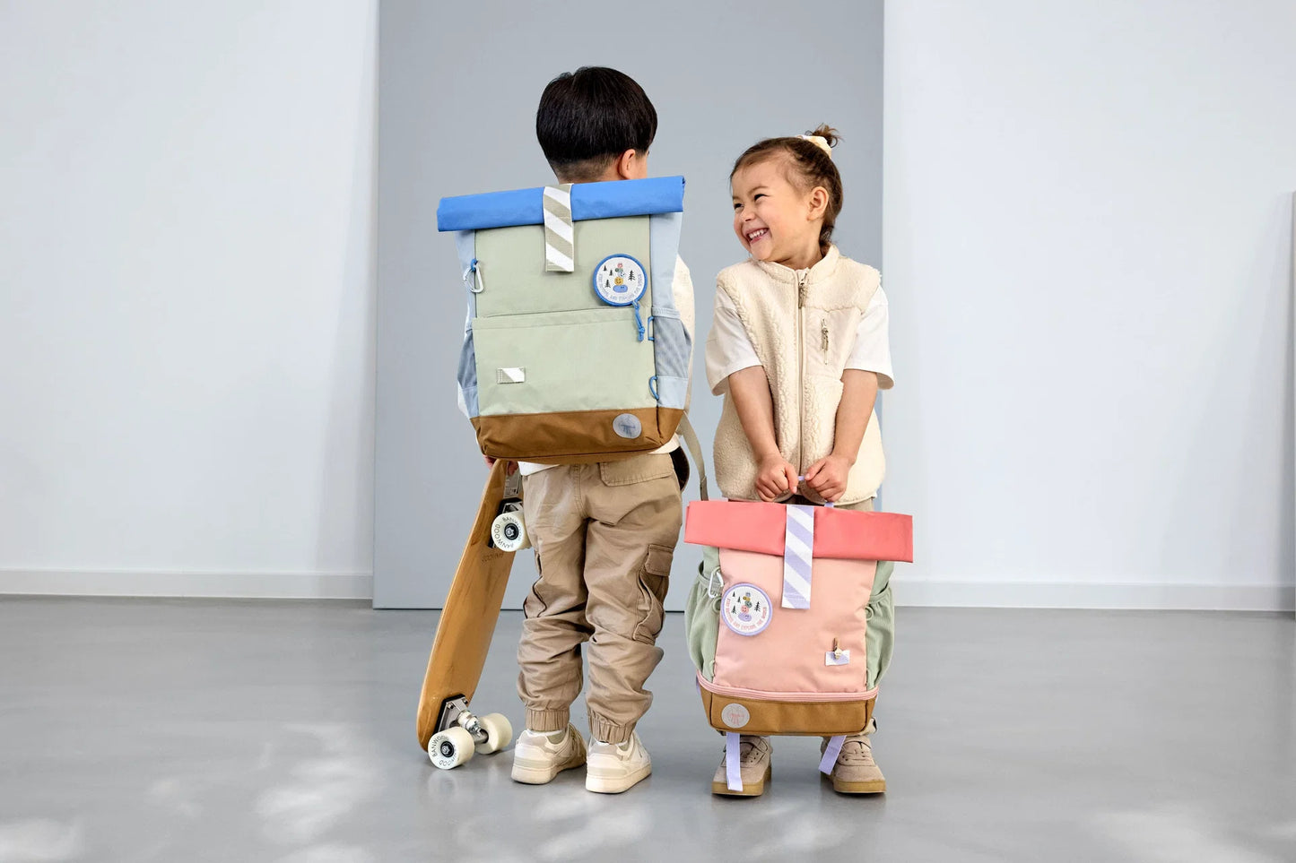 Kindergartenrucksack Rolltop 9-11L Sunny Explorer von Lässig in Rosa mit Tiermuster