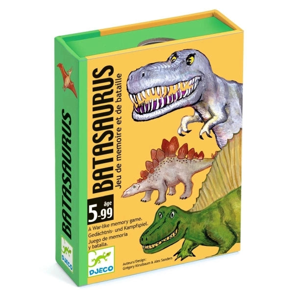 Djeco Kartenspiel Batasaurus mit bunten Dinosaurier-Illustrationen im Quartett-Stil