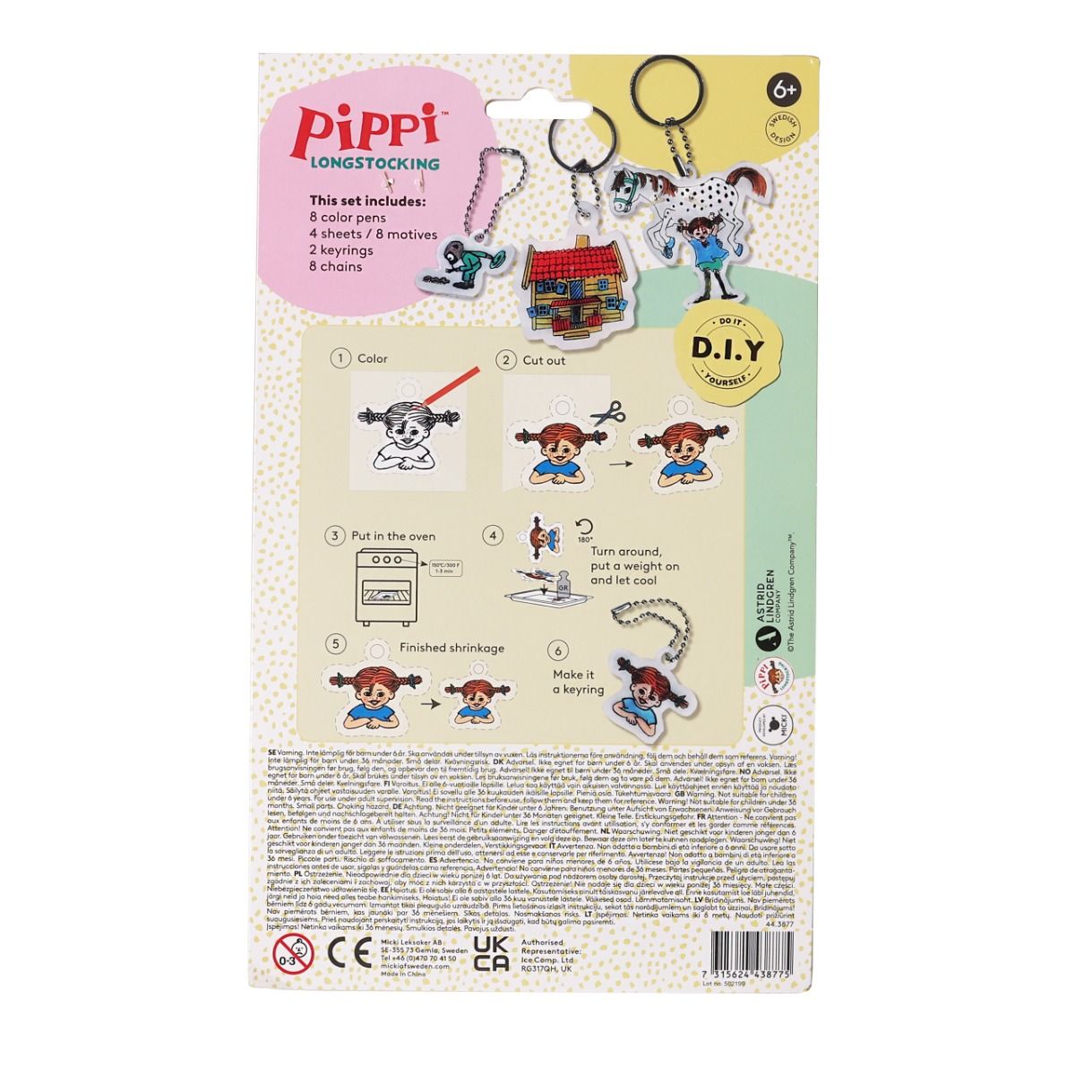Micki - Pippi Langstrumpf - Schrumpffolien Schlüsselanhänger - Bastelset