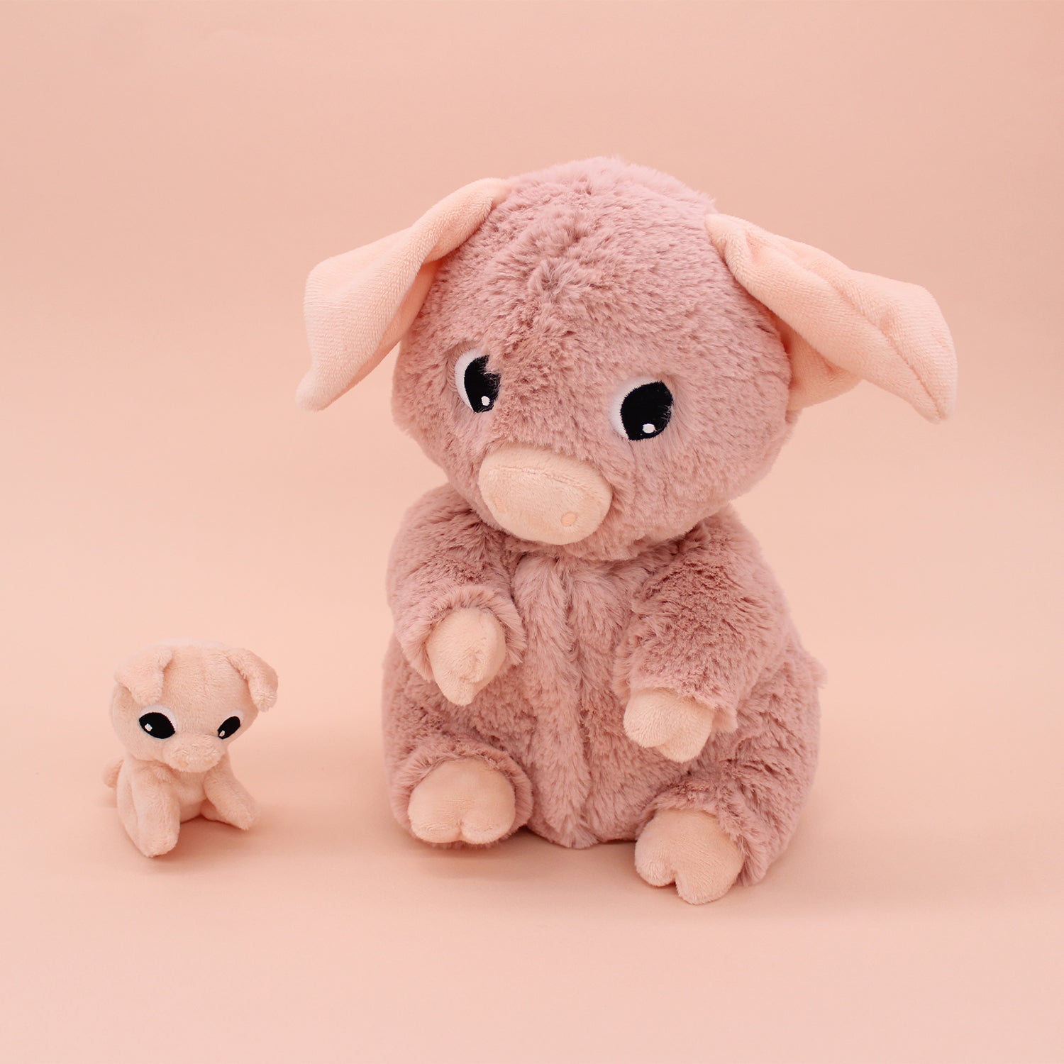 Weiches Kuscheltier-Set Mama und Baby Schwein in Rosa von Les Déglingos, 25 cm