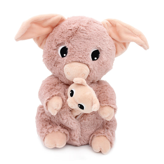 Les Déglingos - Les Ptipotos - Mama zund Baby Schwein - rosa 25cm