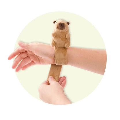 Capybara Plüsch Snap-Armband von Trendhaus mit beigem Fell und Schnapp-Verschluss