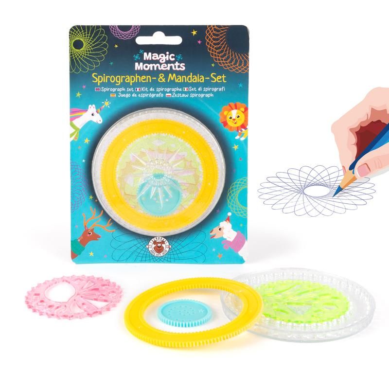 Spirographen und Mandala-Set 6-teilig von Trendhaus mit Schablonen und Zahnrädern