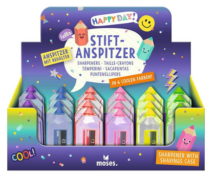 Moses - Happy Day Stift-Anspitzer - verschiedene Farben