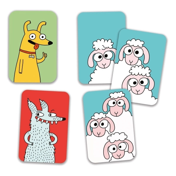 Kartenspiel Swip'Sheep von Djeco mit bunten Schafmotiven und Farbmustern