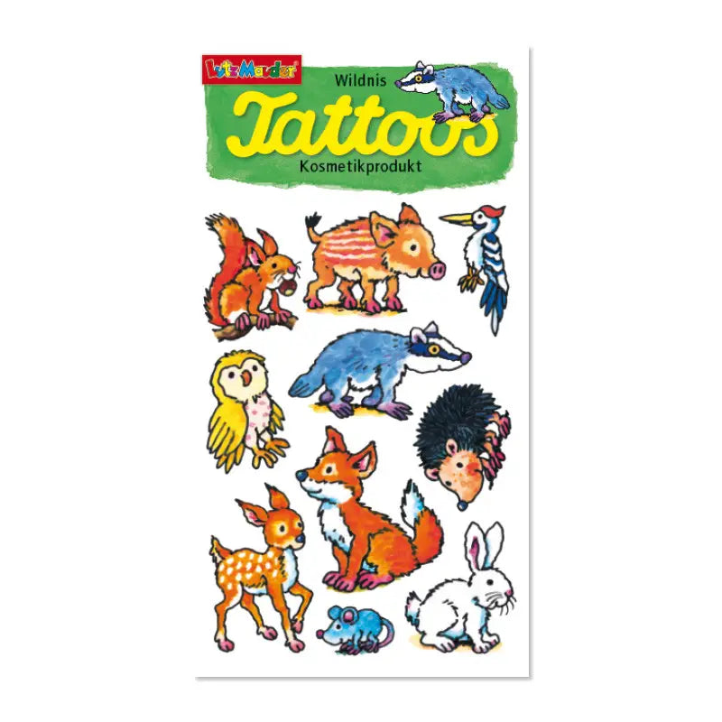 Temporäre Tattoos Waldtiere von Lutz Mauder mit Motiven von Reh und Fuchs