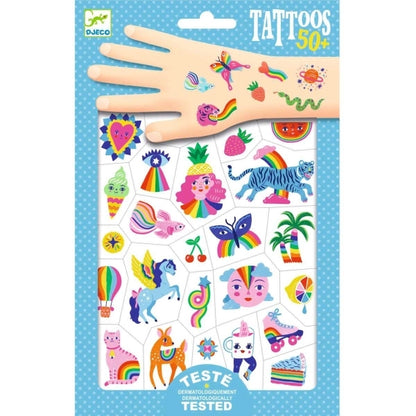Temporäre Tattoos Djeco mit bunten Regenbogen-, Wolken- und Stern-Motiven