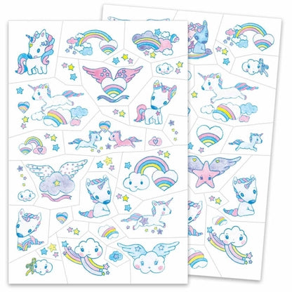 Temporäre Tattoos Djeco Unicorns mit pastelligen Einhorn-Motiven in zarten Farben