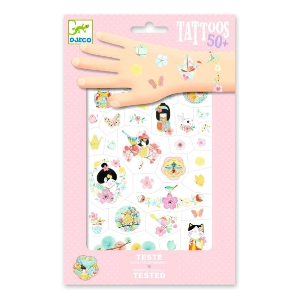 Temporäre Tattoos Djeco Sakura mit Kirschblüten und Schmetterlingen Motiven