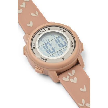 Liewood SUSSI Armbanduhr Sweethearts in Pale Tuscany mit herzförmigen Motiven